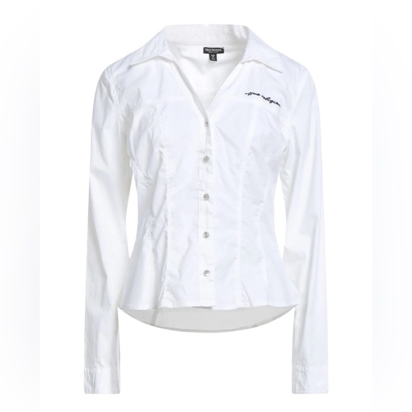 True Religion women’s Casual White Poplin Shirt embroidered left pocket - Picture 1 of 12